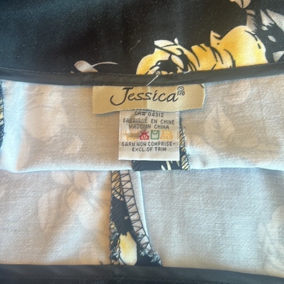 Vintage🧚‍♀️Jessica Black/Yellow Floral Print Knee Length Skirt Size 8 - Picture 9 of 12
